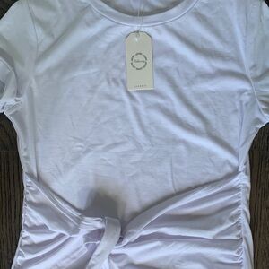 Ladies white  cotton wrap front dress